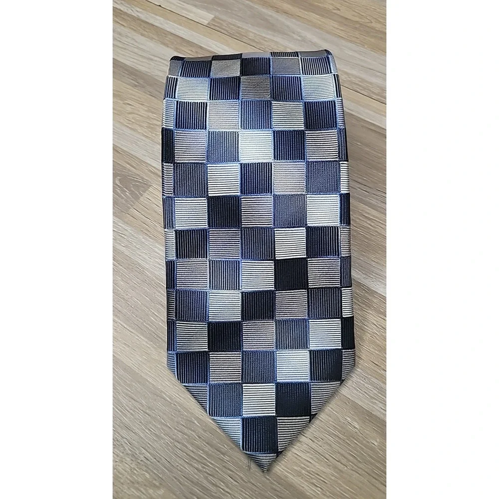 Pronto Uomo Couture Silk Tie Checker Pattern Mens Wearhouse New w Tag
